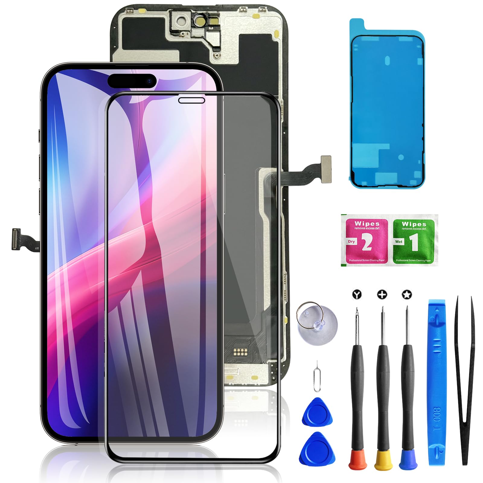 Buy now for iPhone 11 Screen Replacement 6.1 3D Touch Screen LCD Display Digitizer for A2111, A2223, A2221 Cell Phone Repair Kits+ Waterproof Frame Adhesive Sticker+Screen Tempered Protector+Face ID for iphone 14pro max at indiglob india