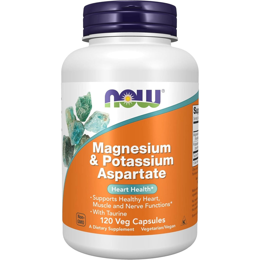 Buy now NOW Foods Supplements, Magnesium & Potassium Aspartate with Taurine, Heart Health*, 120 Veg Capsules 120 Count (Pack of 1) at indiglob india