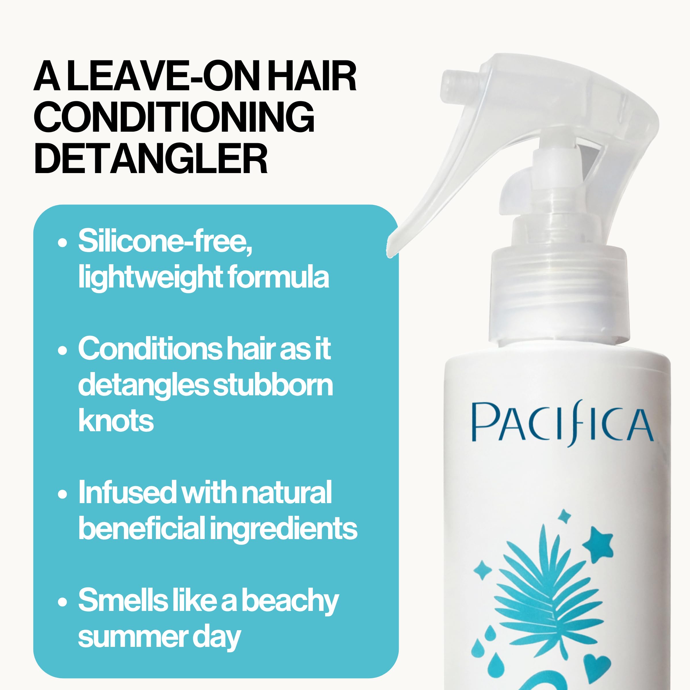Pacifica Coconut Milk Hair Detangler Spray – Leave-In Conditioning Elixir for Tangle-Free Hair – Instantly Detangles Knots, Adds Shine & Moisture, Prevents Breakage & Frizz – Vegan & Cruelty-Free | Vegan