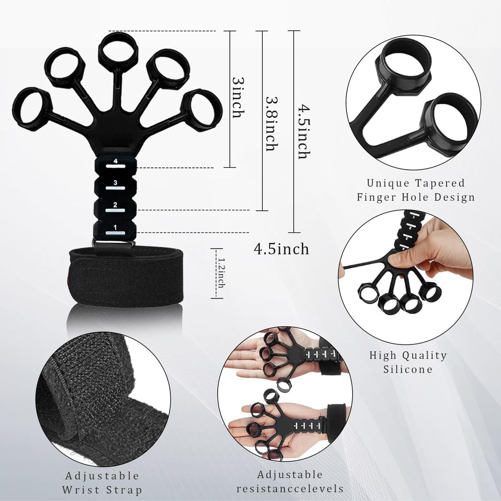 Hand Grip Strengthener Kit 5 Pack Adjustable Finger Forearm Hand Exerciser