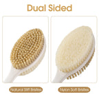 Back Scrubber Anti Slip for Shower, Shower Brush Long Handle with Stiff and Soft Bristles, Body Exfoliator for Bath or Dry Brush(Blue)