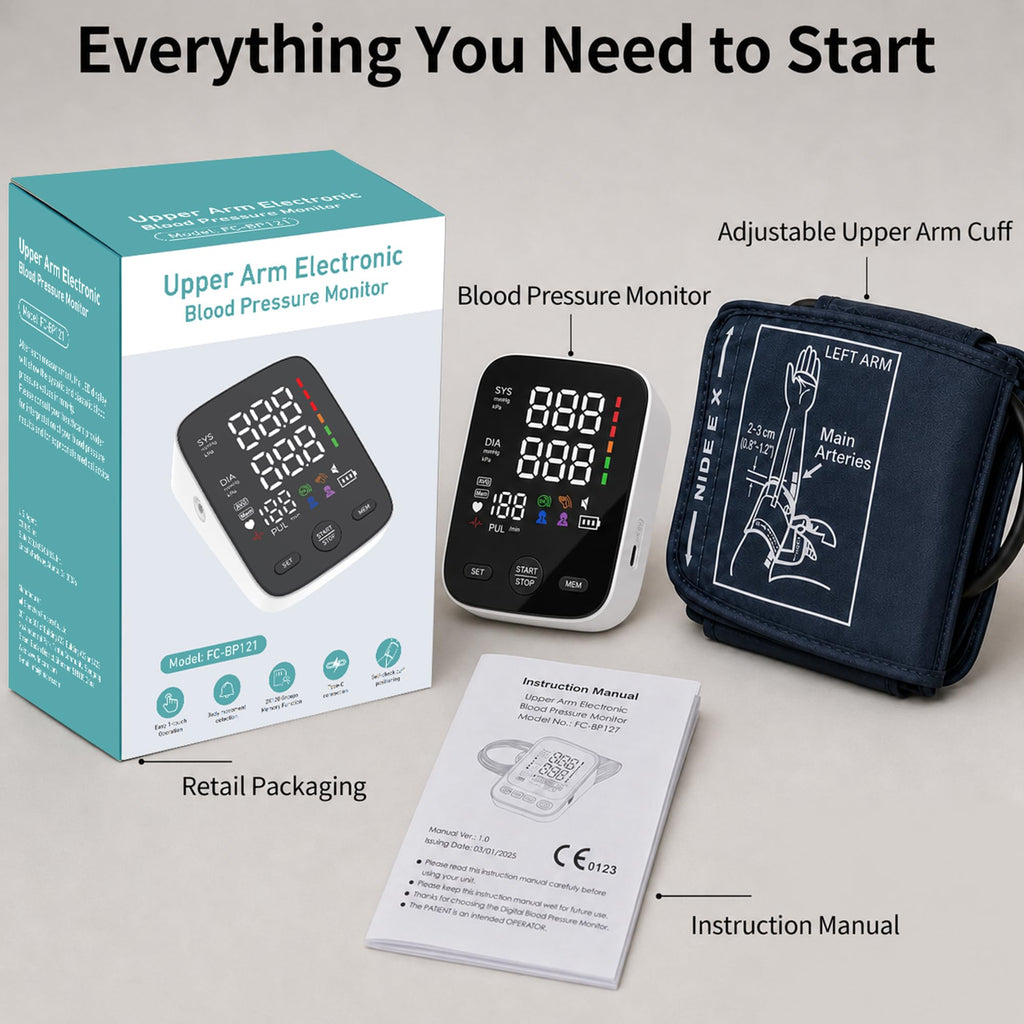 FDA-Cleared Blood Pressure Monitor, Easy One-Touch BP Machine, Wide Cuff