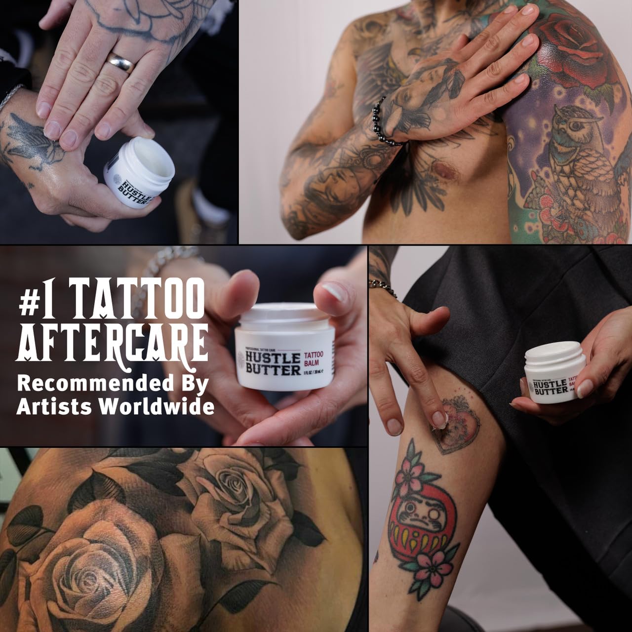 Hustle Butter Deluxe – Tattoo Butter for Before, During, and After the Tattoo Process – Lubricates and Moisturizes – 100% Vegan Replacement for Petroleum-Based Products – 1 oz