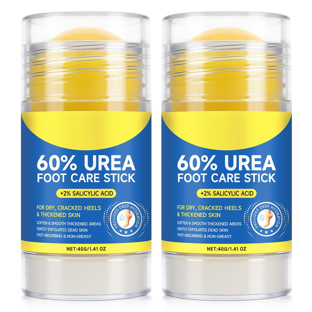 60% Urea Cream Stick plus 2% Salicylic Acid, Maximum Strength Urea Foot Cream Callus Remover for Dry Cracked Heels, Hands, Knees,Exfoliating Moisturizer, Dead Skin Remover Foot Balm 1.4oz (1pcs)