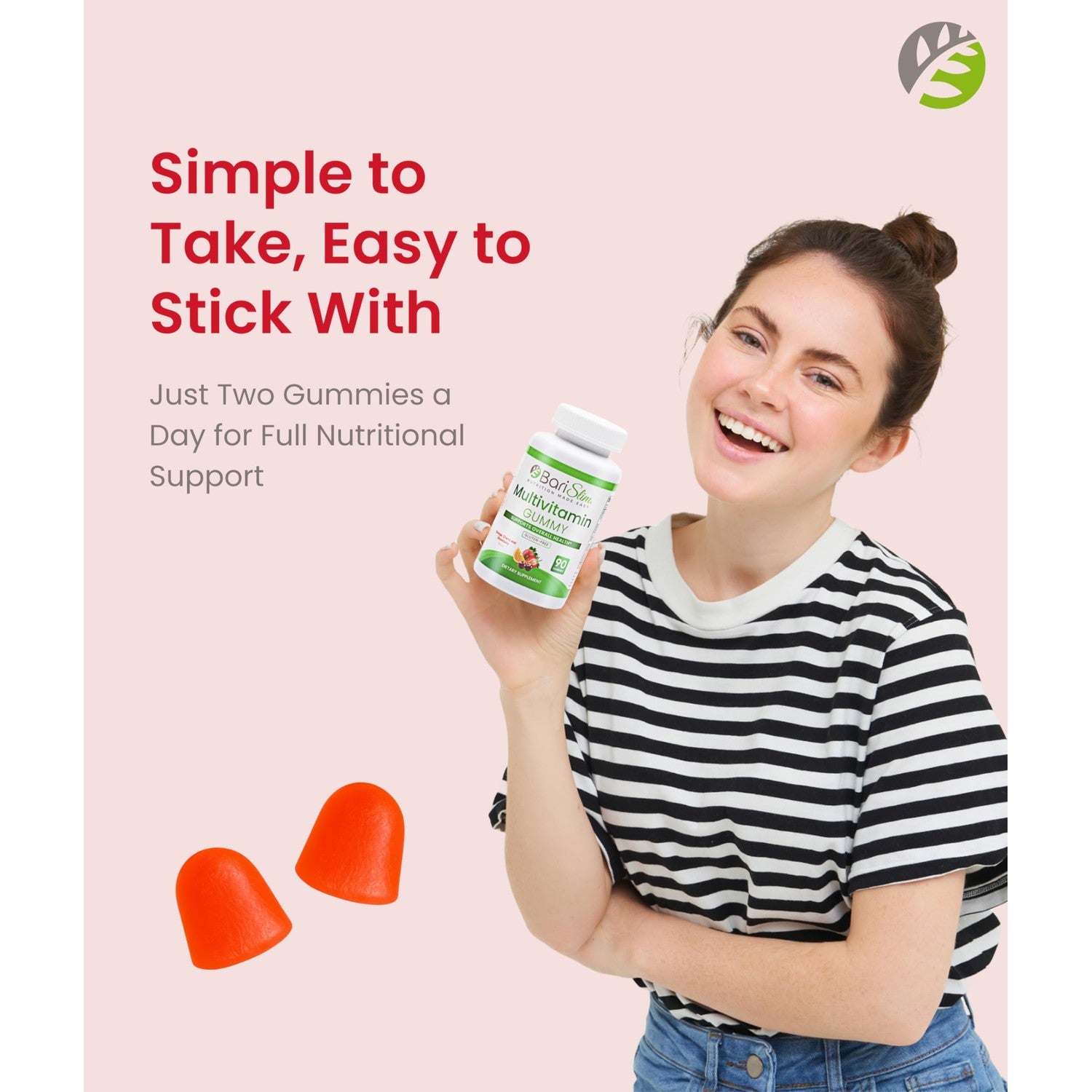 BariSlim Bariatric Chewable Multivitamin Gummies - Specially Formulated Gummy Vitamin for Patients After Weight Loss Surgery - Easy to Digest & Great Tasting Fruit Flavors | 90 Fruit Chews