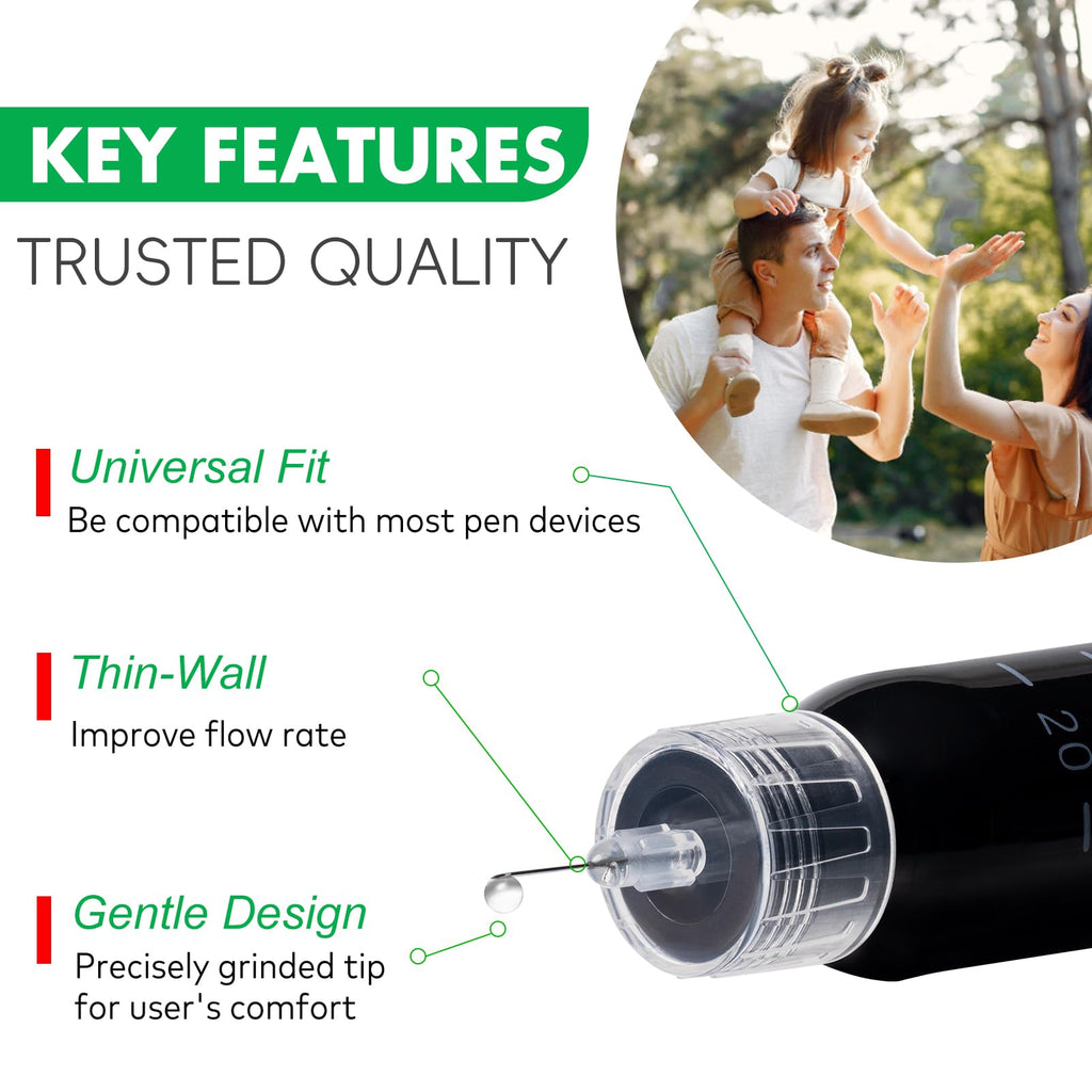 Universal Fit Pen Tip 32G x 4mm(5/32") with a Wide Compatibility Thin-Wall Comfortable Design 100 PCS Pen Tips