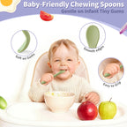 DRKIO 8 Pcs Silicone Baby Spoons Infant Utensils for First Stage Feeding