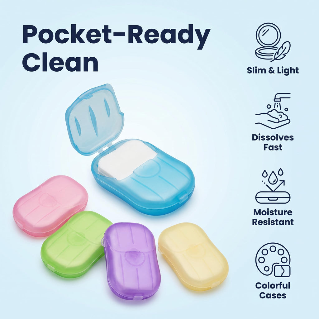 Disposable Soap Sheets Paper 5 Boxes Hand Cleaner Fragrance Mini Soap Paper for school Indoor, Outdoor, Travel, Camping Hiking，Paper Soap，Travel Soap,Foot and Hand Care