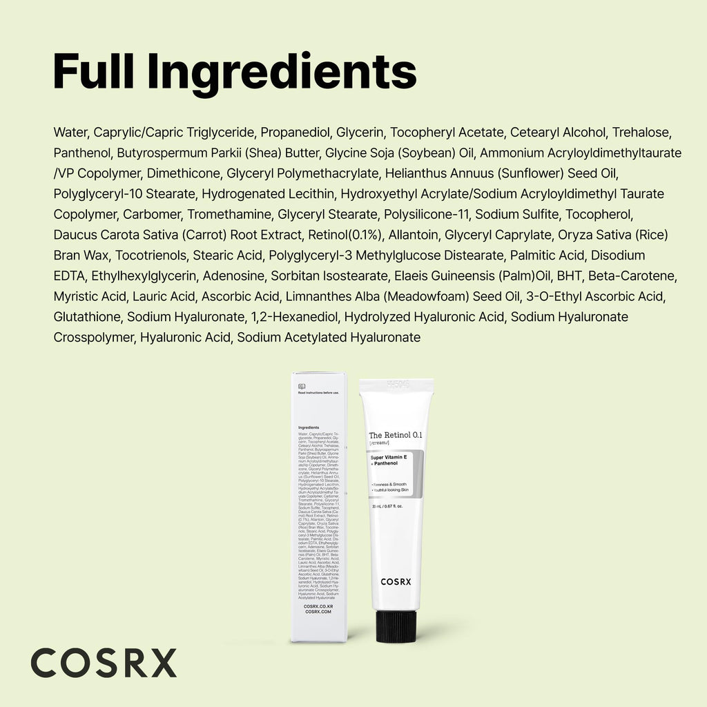 Buy now COSRX Retinol 0.1% Cream, 0.67 Oz, Anti-aging Eye & Neck Cream with Retinoid Treatment to Firm Skin, Reduce Wrinkles, Fine Lines, Signs of Aging, Gentle Daily Korean Skin Care at indiglob india