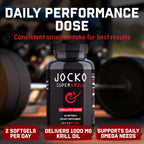 Jocko Fuel Antarctic Krill Oil Omega 3 Fatty Acid Supplements DHA & EPA - 1000mg Softgels - Supports Joints, Mobility & Mental Function (60 Softgels)