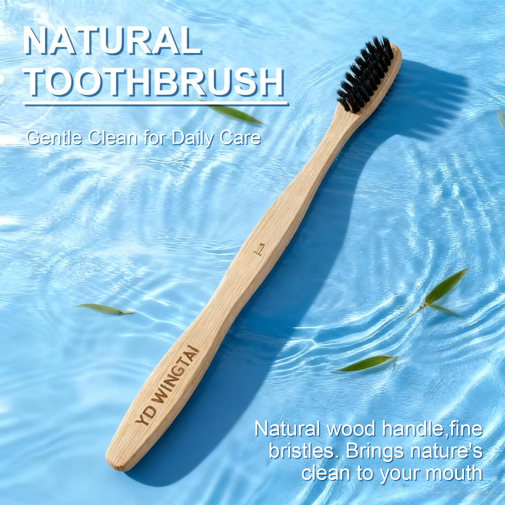 Bamboo Toothbrushes Wooden 12pack Natural Organic Charcoal Brush