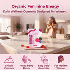 Bloomin Shilajit Gummies for Women - Feminine Wellness Supplement with Natural Energy & Daily Balance, Mixed Berry Flavor, Daily Herbal Gummies for Women - 60 Count