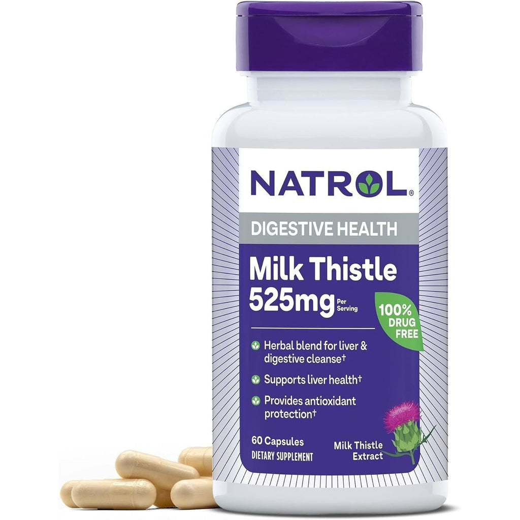 Buy now Natrol Milk Thistle 525 mg per Serving, Dietary Supplement for Digestive Health, Milk Thistle Supplement, 60 Capsules, 30 Day Supply Default at indiglob india