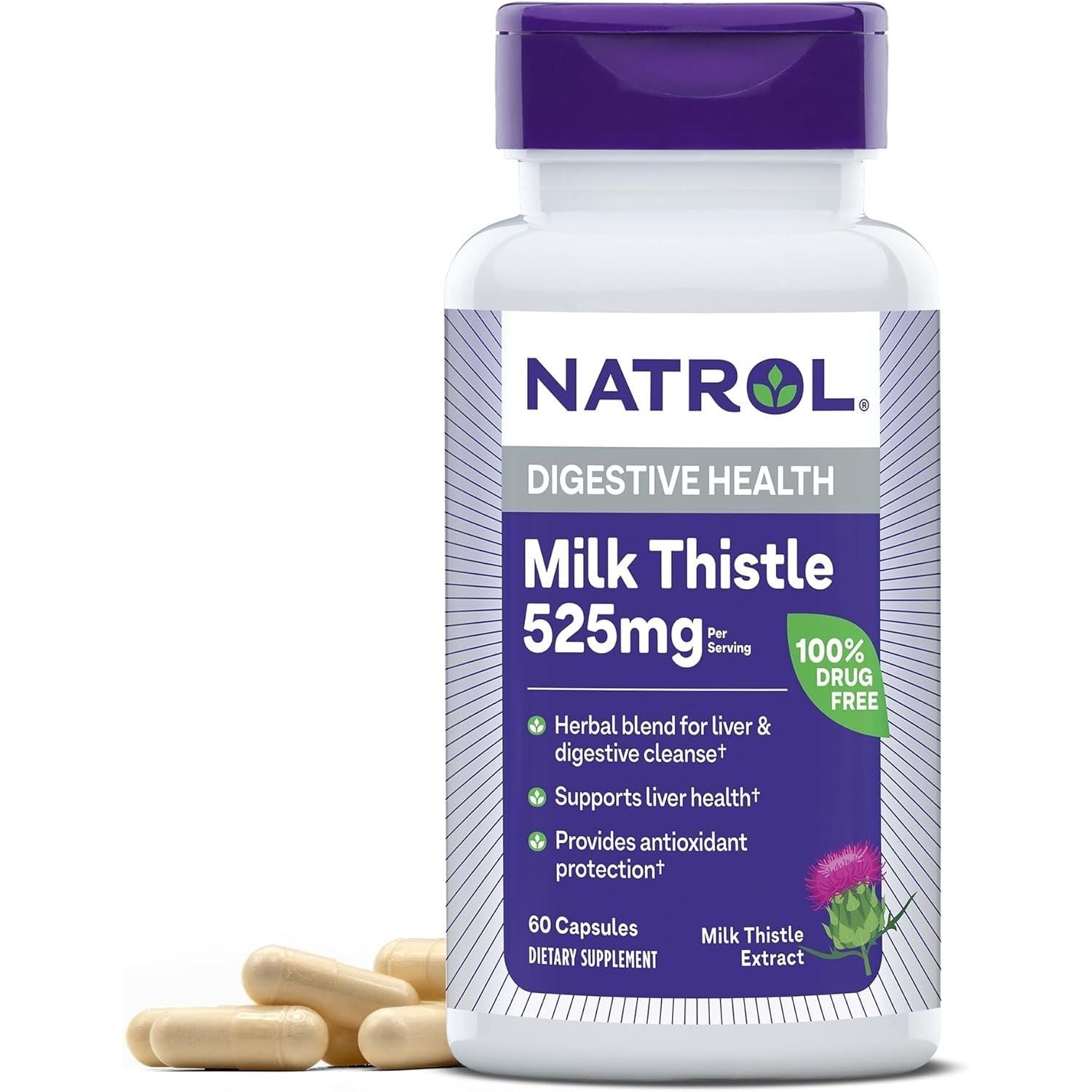 Buy now Natrol Milk Thistle 525 mg per Serving, Dietary Supplement for Digestive Health, Milk Thistle Supplement, 60 Capsules, 30 Day Supply Default at indiglob india
