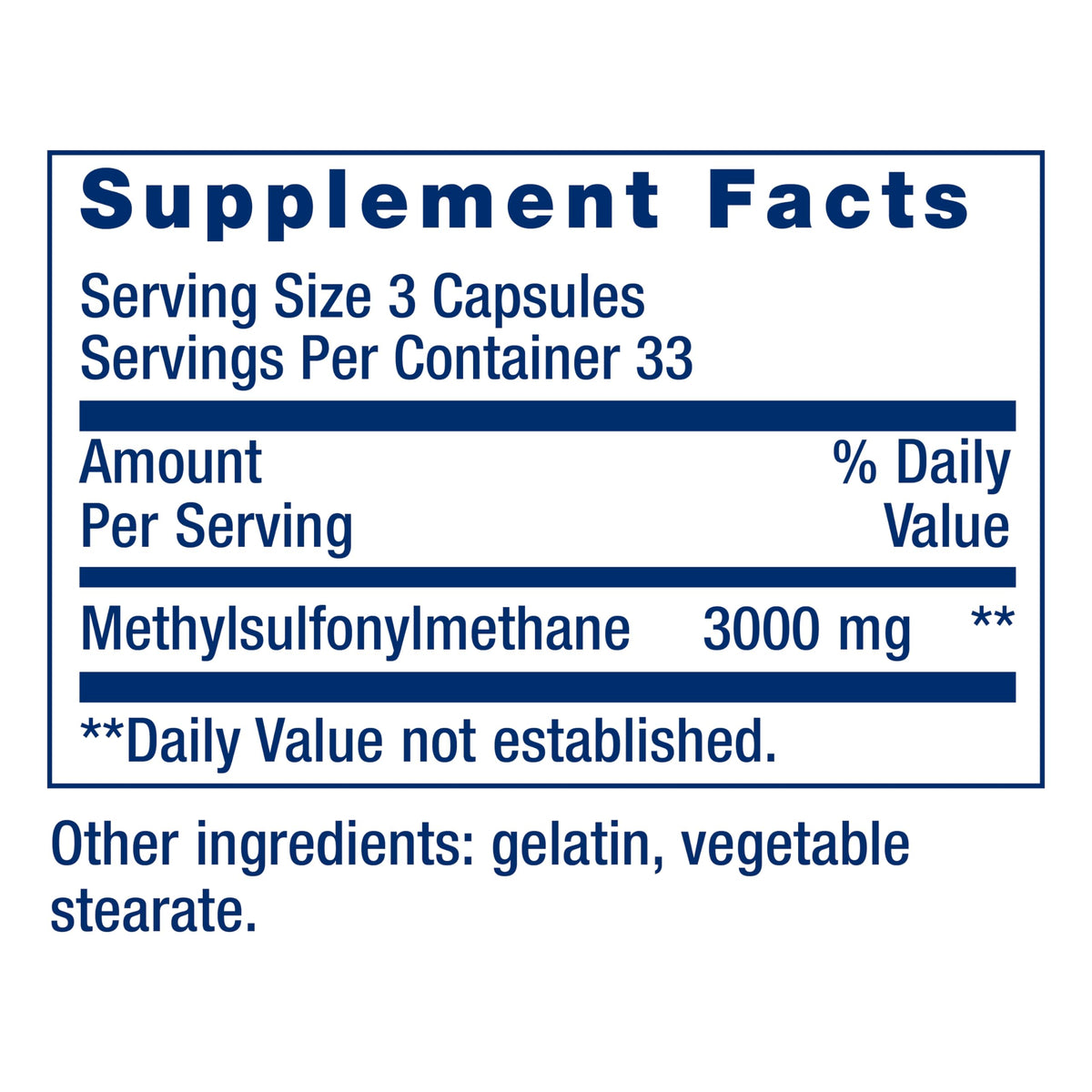 Life Extension MSM, Methylsulfonylmethane, 1000 mg, 100 Capsules