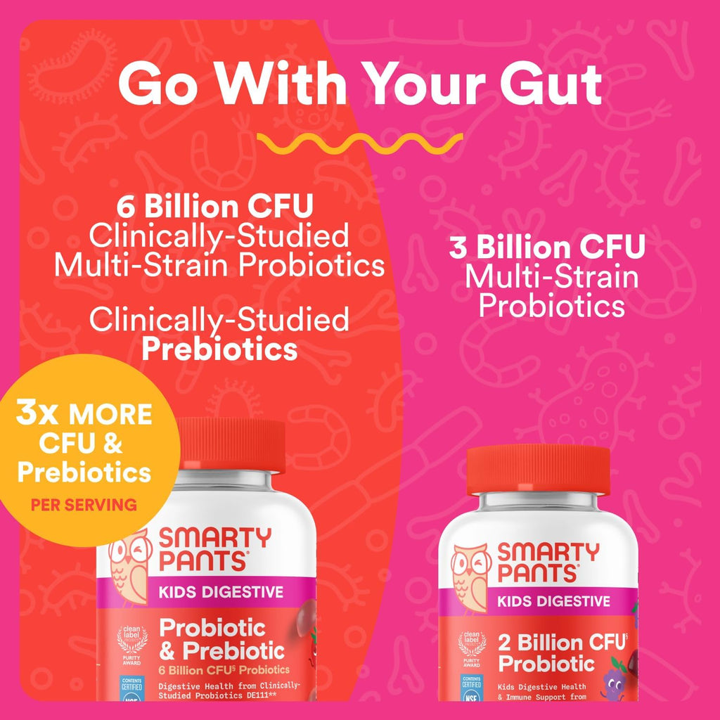 Buy now SmartyPants Kids Probiotic & Prebiotic Gummies for Digestive Health: Gut Health Supplement, Clinically Studied Prebiotic for Immune Support, Strawberry, 60 Count (30 Day Supply) at indiglob india