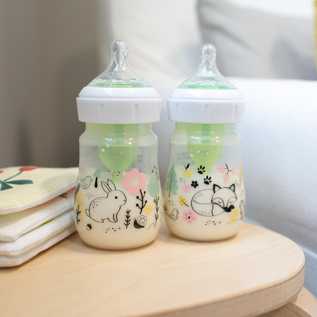 Dr. Brown's Anti-Colic Options+ Wide-Neck Baby Bottles, Forest, 2-Pack