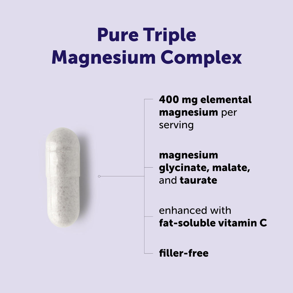 Micro Ingredients Pure Triple Magnesium Complex | 300 Capsules | 400mg Elemental Magnesium Per Serving | Chelated Glycinate, Taurate, Magnesium Malate, Vitamin C | Filler Free