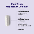 Micro Ingredients Pure Triple Magnesium Complex | 300 Capsules | 400mg Elemental Magnesium Per Serving | Chelated Glycinate, Taurate, Magnesium Malate, Vitamin C | Filler Free
