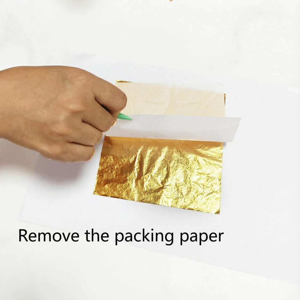 Homepal 100pcs Imitation Gold Leaf for Arts, Gilding Crafting, Painting, Furniture Decoration, Imitation Gold Foil Sheets 5.5" x 5.5"