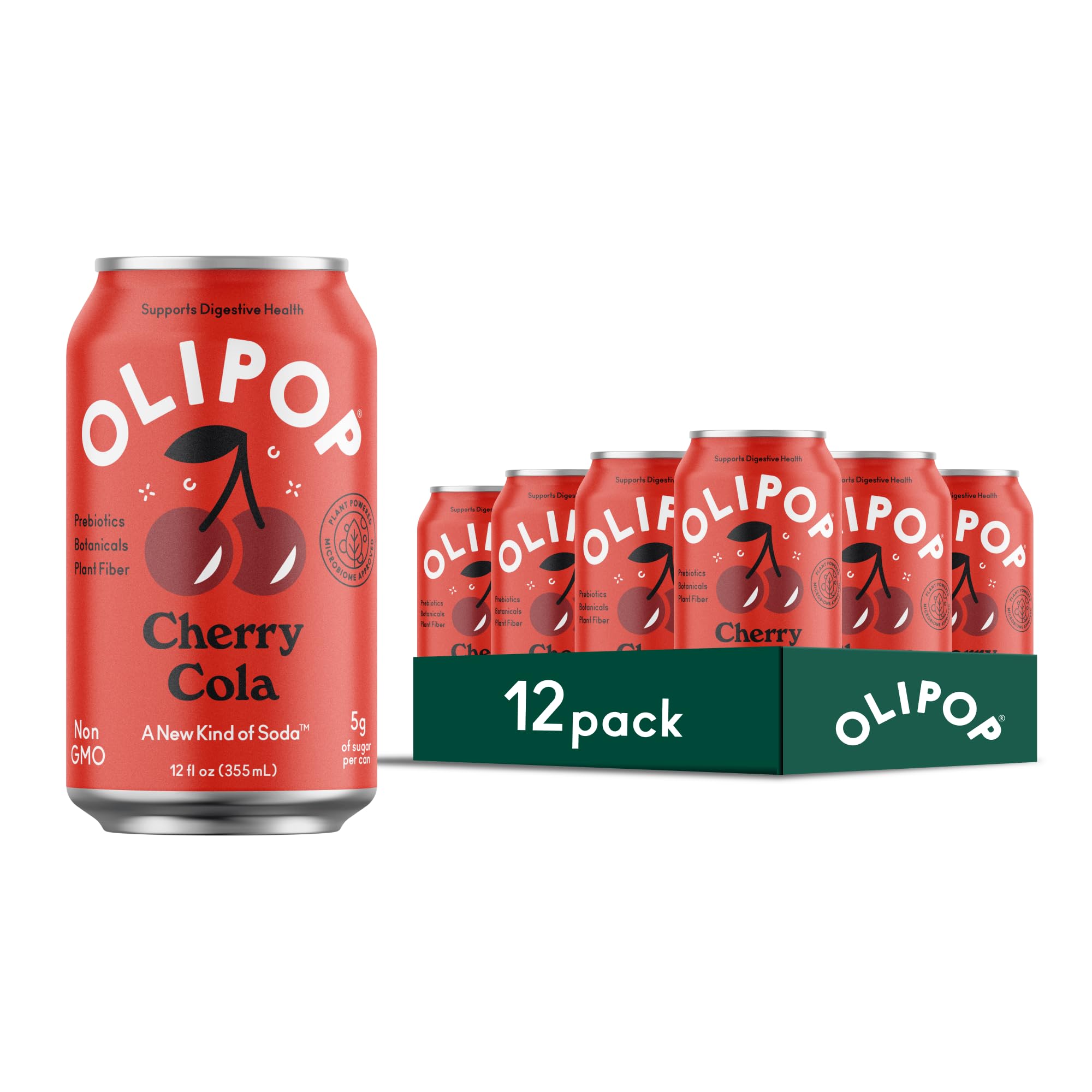 Buy now OLIPOP Prebiotic Soda Pop, SpongeBob Pineapple Paradise, Pantry Pack Packed with Prebiotics, Fiber, and Botanicals, Gluten Free, Vegan, GMO Free, 12oz Skinny Can (12-Cans) Cherry Cola at indiglob india