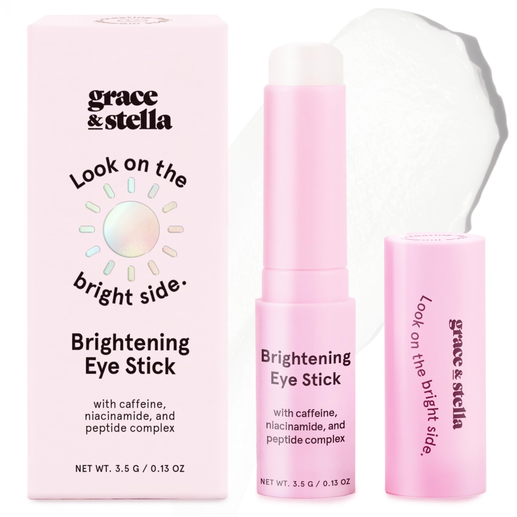 grace & stella Under Eye Brightener Balm Stick - Travel Size Toiletries | Retinol & Caffeine Eye Cream for Dark Circles, Puffiness, Wrinkles - Restore and Hydrate - Vegan Skincare (0.13oz / 3.5g)