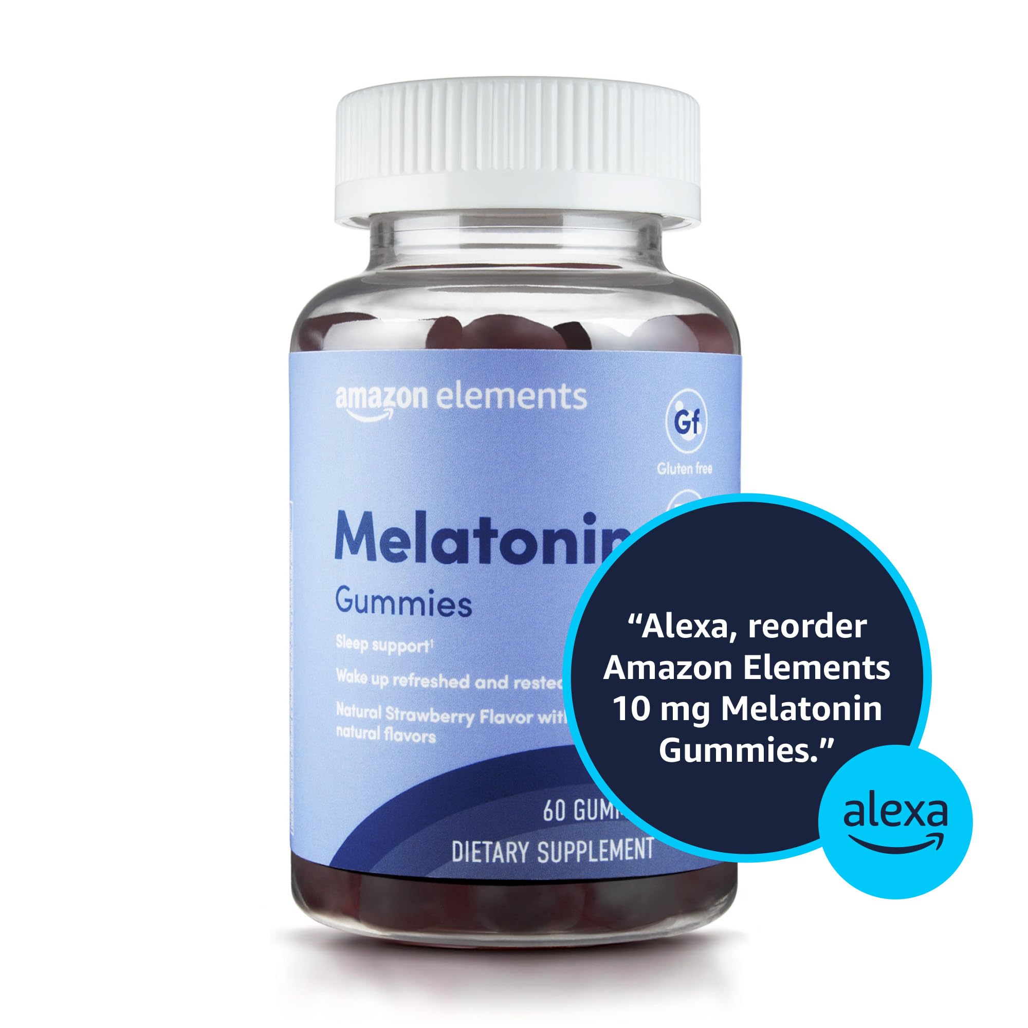Amazon Elements - Melatonin 10mg Gummies, Supports Restful Sleep, Strawberry, 60 Count (Previously Revly) (Pack of 120)