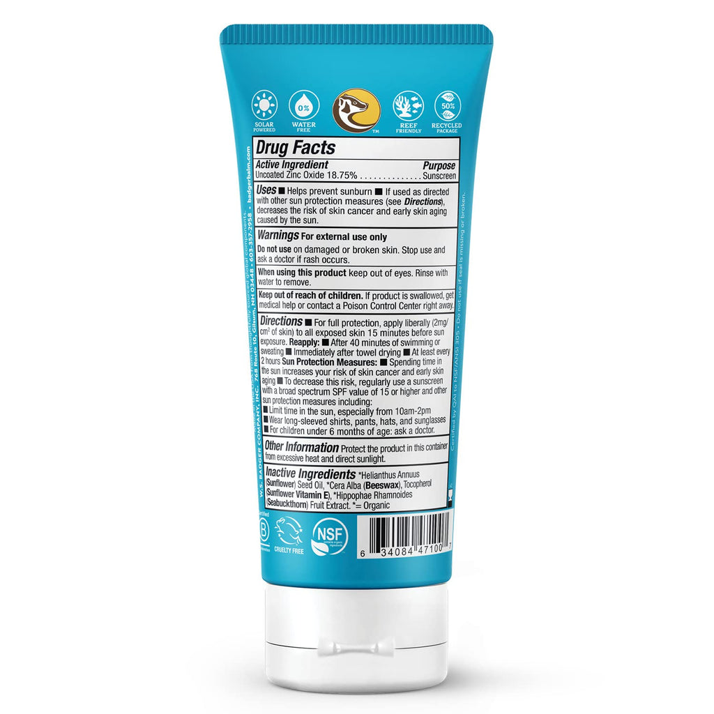 Buy now Badger Mineral Sunscreen Cream SPF 30, Zinc Oxide Sun Care, 98% Organic, Reef Safe, Water Resistant, Unscented Face and Body Sunscreen Travel Size, 2.9 fl oz at indiglob india