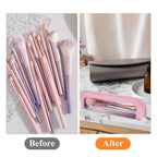 Premium imported small makeup bag in clear PU leather. Perfect for organizing brushes and cosmetics elegantly.