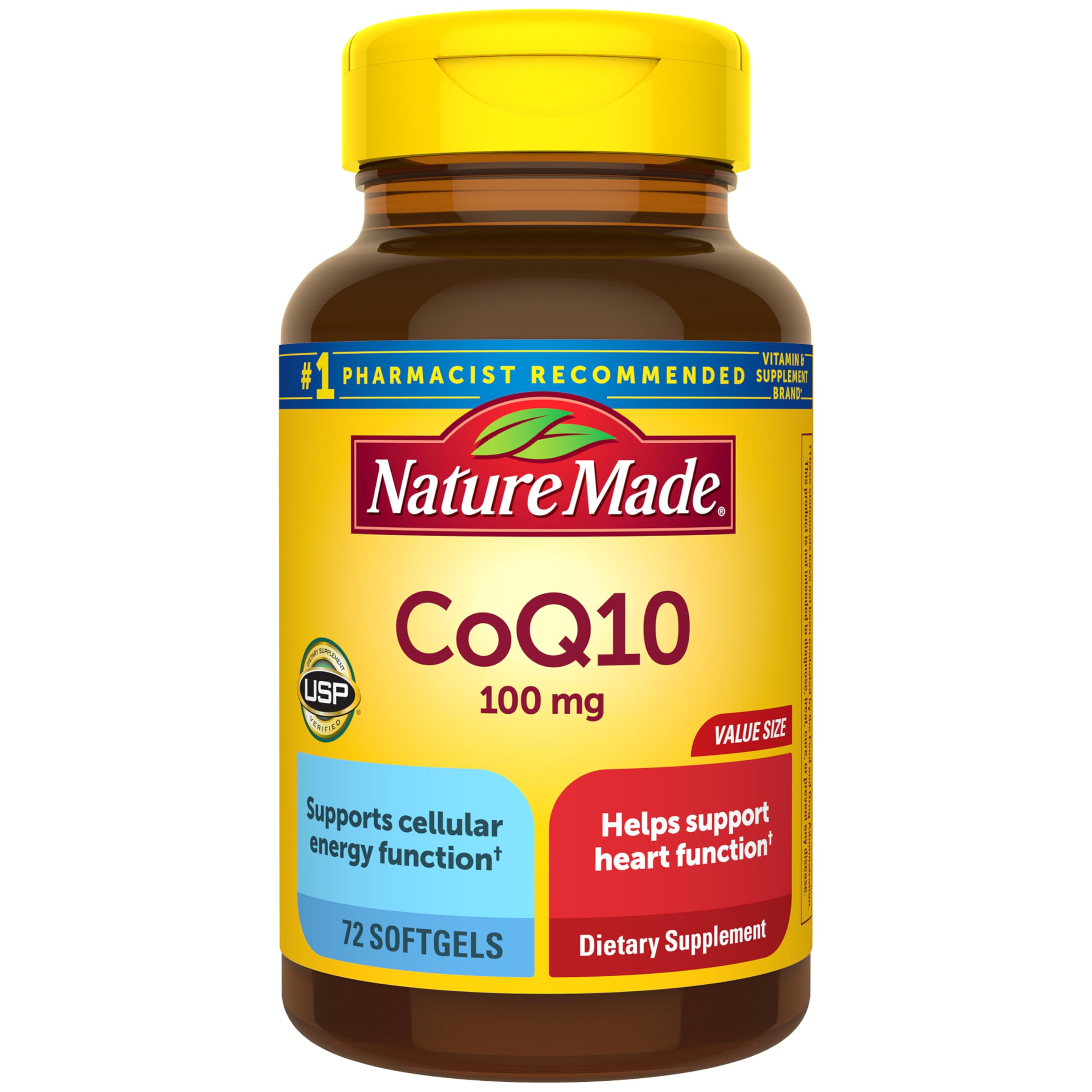 Nature Made CoQ10 100mg with Black Pepper Extract for Enhanced Nutrient Absorption, Dietary CoQ10 Supplement for Heart Health Support, 30 Softgels, 30 Day Supply