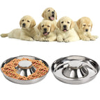 SOUJOY 2 Pack Stainless Steel Puppy Bowls, Pet Slow Feeder Bowls, Non-Skid Dog Food and Water Bowl, Feeding Weaning for Small Medium Large Dogs, Cat, Pets, Multiple Puppies