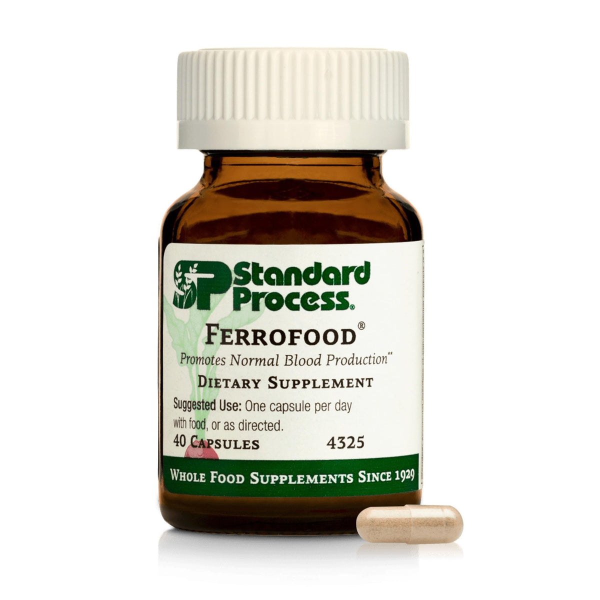 Standard Process Ferrofood, Blood Health & Iron Support, 40 Capsules