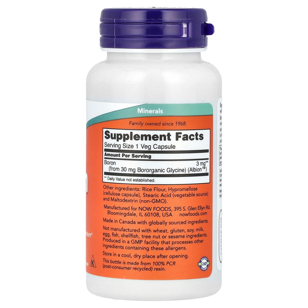 Buy now Now Foods Boron 3mg 100 Caps at indiglob india