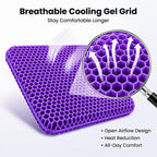 Extra Thick Large Pure Gel Seat Cushion for Long Sitting, Breathable Comfort Cushion for Back, Sciatica, Tailbone & Hip Pain Relief, Washable Portable Cushion for Office Chair, Car, Wheelchair
