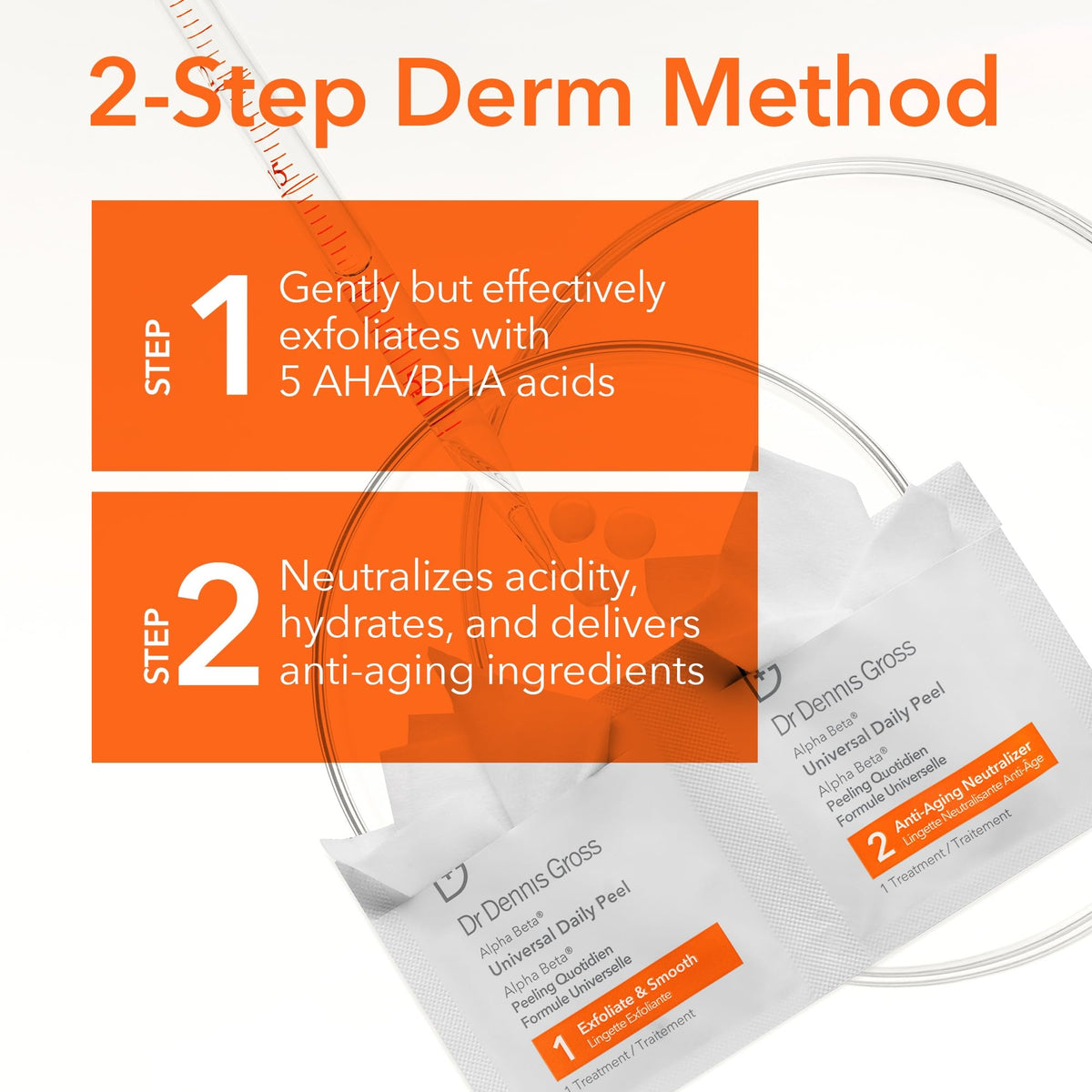 Dr Dennis Gross Alpha Beta Universal Exfoliating Daily Peel - 5 Pack | Best for First-Time Peel Users, Fine Lines, Pores & Uneven Texture - Ideal for Most Skin Types