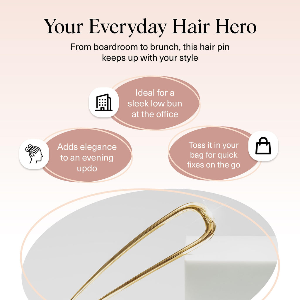 Buy now Kitsch French Hair Pins for Women â€“ Elegant & Durable Metal Hair Fork for Updos, Chignon, Bun & Twist Hairstyles, Secure Hold All Day, Comfortable Fit | Ideal Gifts for Women- Gold, 1pc at indiglob india