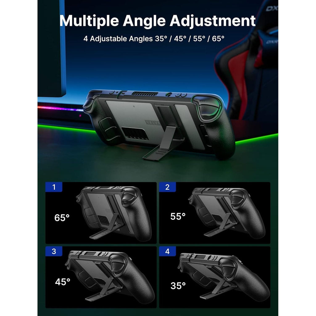 Buy now JSAUX Kickstand Case Compatible with Steam Deck/OLED, PC0105 Upgrade The Adjustable Angle Stand Steam Deck Cover TPU Protective Case, Shock-Absorption, Non-Slip and Anti-Scratch Design at indiglob india