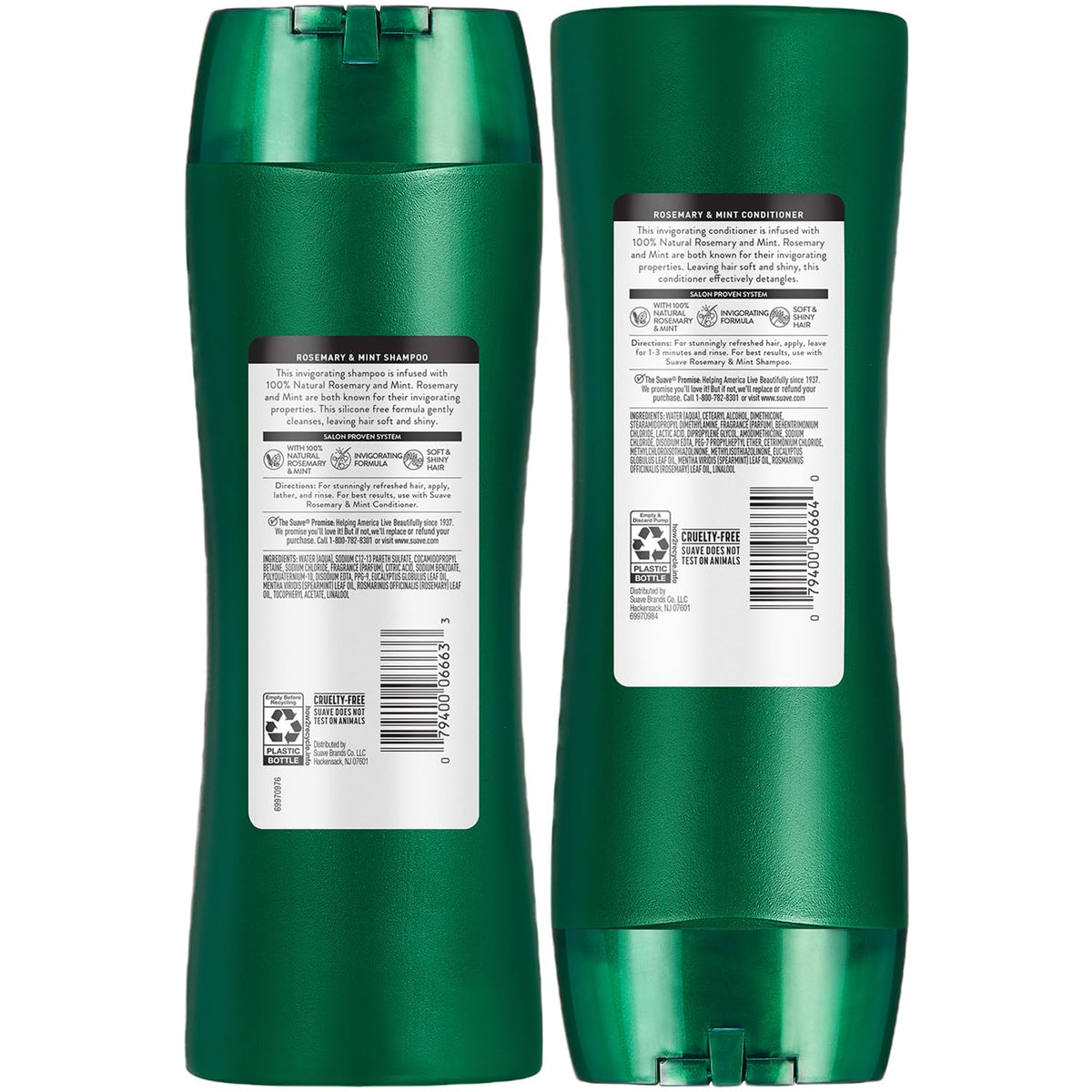 Suave Rosemary & Mint Shampoo and Conditioner Set, 12.6 Oz Ea