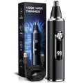 Nose Hair Trimmer for Men and Women, USB Rechargeable Electric Facial and Ear Hair Remover with LED Display, Dual-Edge Blades for Smooth, Painless Eyebrow Grooming (Black)