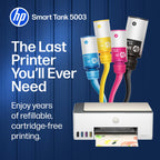 HP Smart Tank 5003 Wireless All-in-One Ink Tank Printer, Scanner, Copier with up to 3 Years of Ink Included, Best-for-Home, Cartridge-Free Refillable, AI-Capable (9B2D3A)