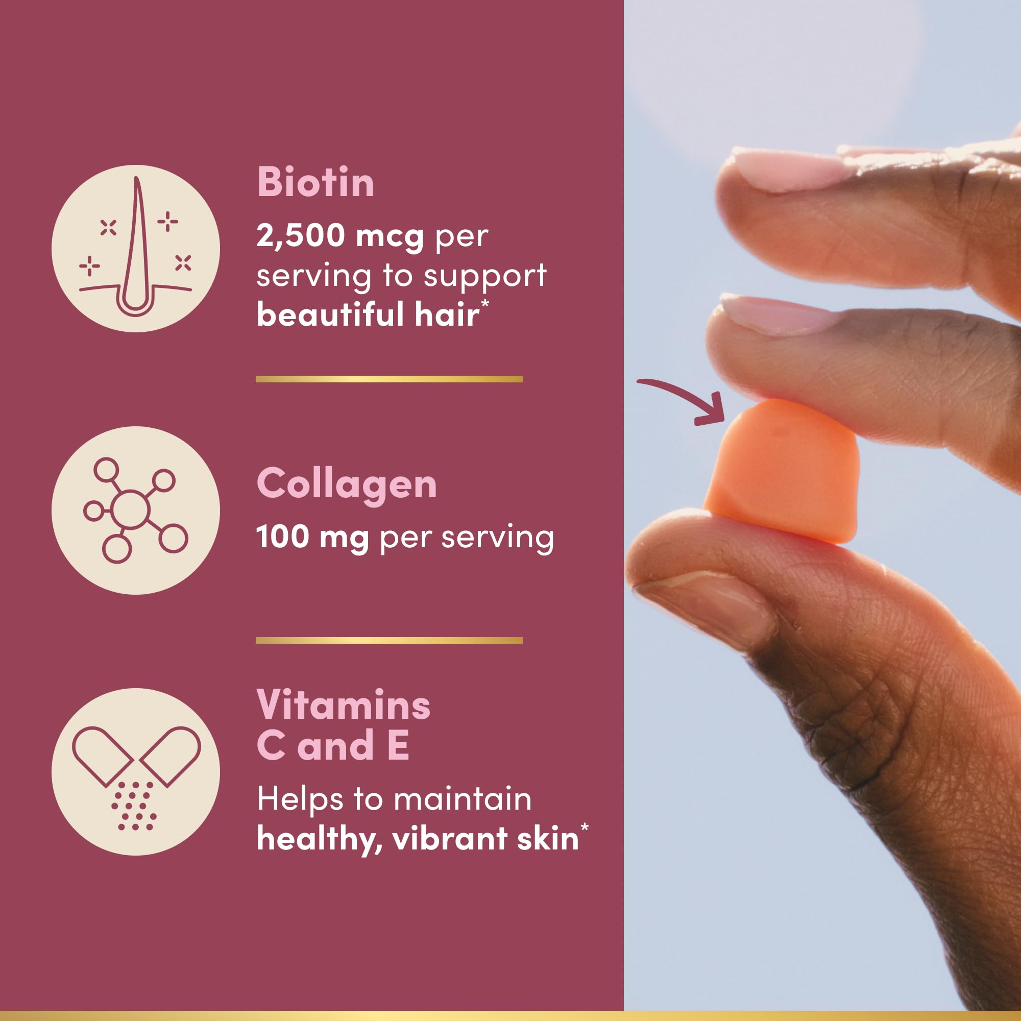 Nature's Bounty Optimal Solutions Hair, Skin & Nail Collagen Pectin Gummies
