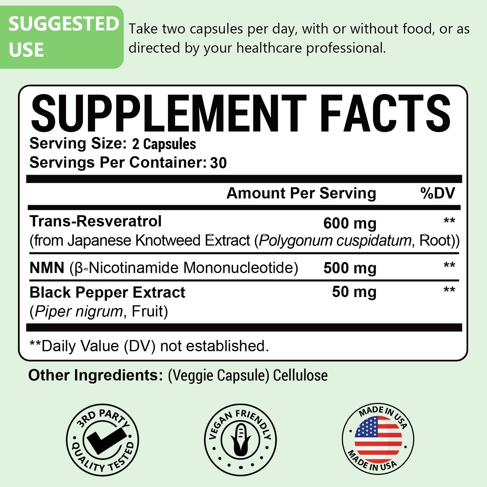 99% Pure NMN Resveratrol 1150mg per Serving, 3-in-1 NMN Supplement, 120 Cap | NMN Resveratrol 1150mg, NMN 500mg + Trans-Resveratrol 600mg, for NAD+, Cell, Energy, Immune, Skin, Anti-Aging & Longevity