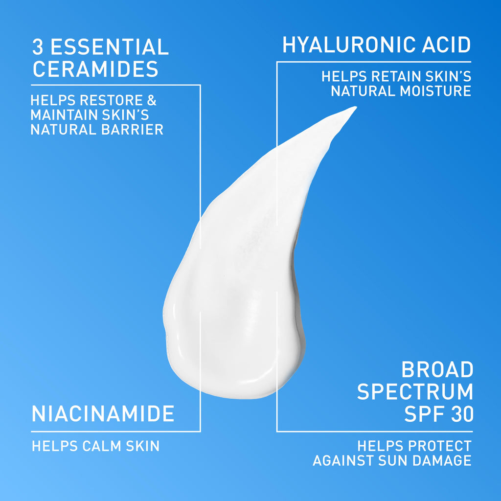 CeraVe AM Oil Face Moisturizer Lotion, Sunscreen for Face, SPF 30, 3oz | Skin Care with Hyaluronic Acid & Niacinamide, Oil-Free Moisturizer For Men & Women, Daily Non-Comedogenic Face Sunscreen