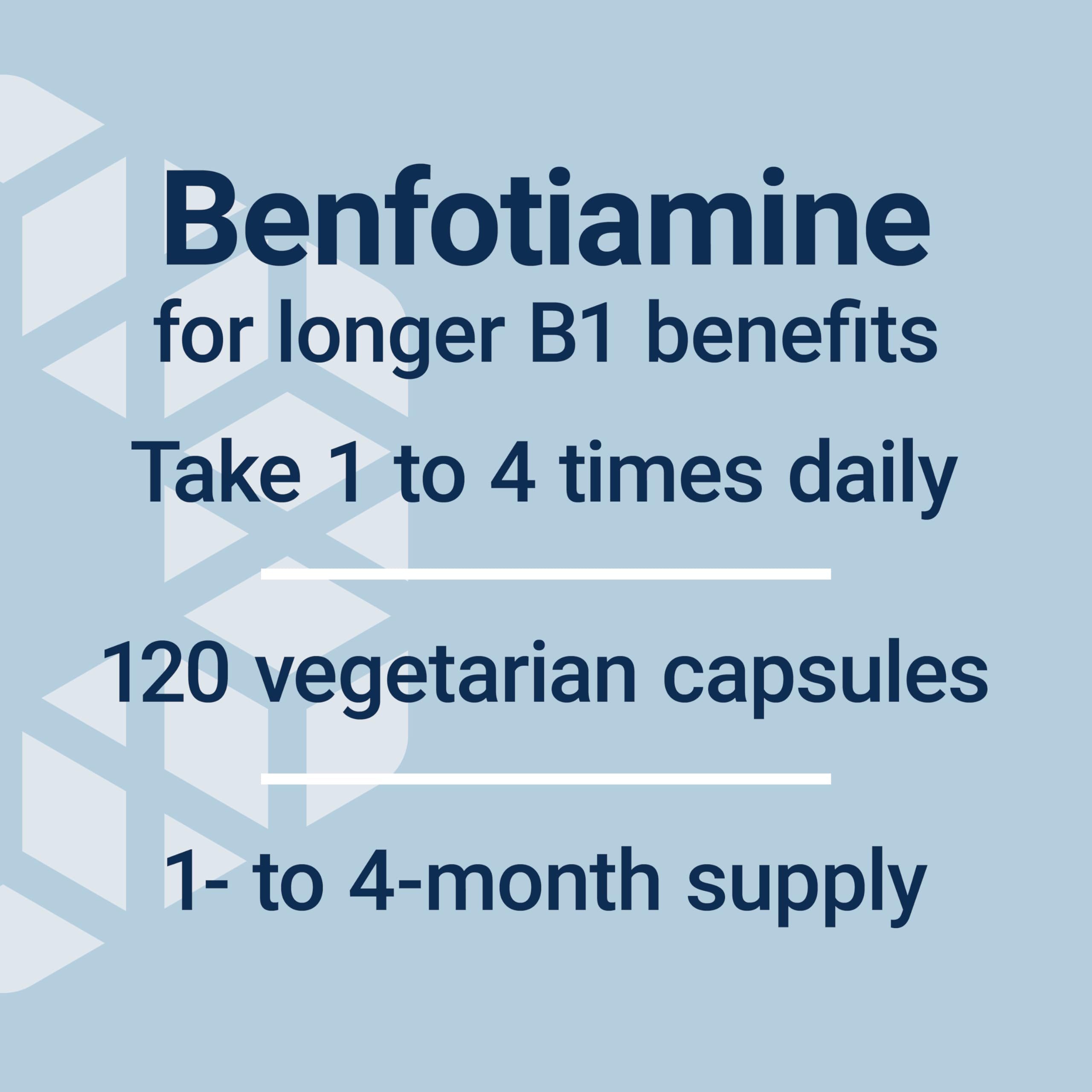 Life Extension Mega Benfotiamine, 250 mg, 120 Capsules | Fat-Soluble Thiamine, Ultra-Bioavailable Vitamin B1, Gluten-Free, Non-GMO & Vegetarian