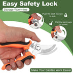 Pruning Shear, Premium Gardening Scissors for Rose Bushes, 7.5IN Garden Pruner Effortlessly Cuts 0.6IN Branches with Stainless Steel Blades Softgrip, One-Hand Lock Garden Clippers for Shrubs