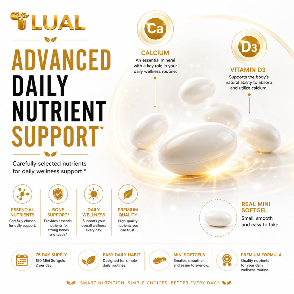 LUAL Calcium 600 mg with Vitamin D3 • Calcium Supplements for Women & Men
