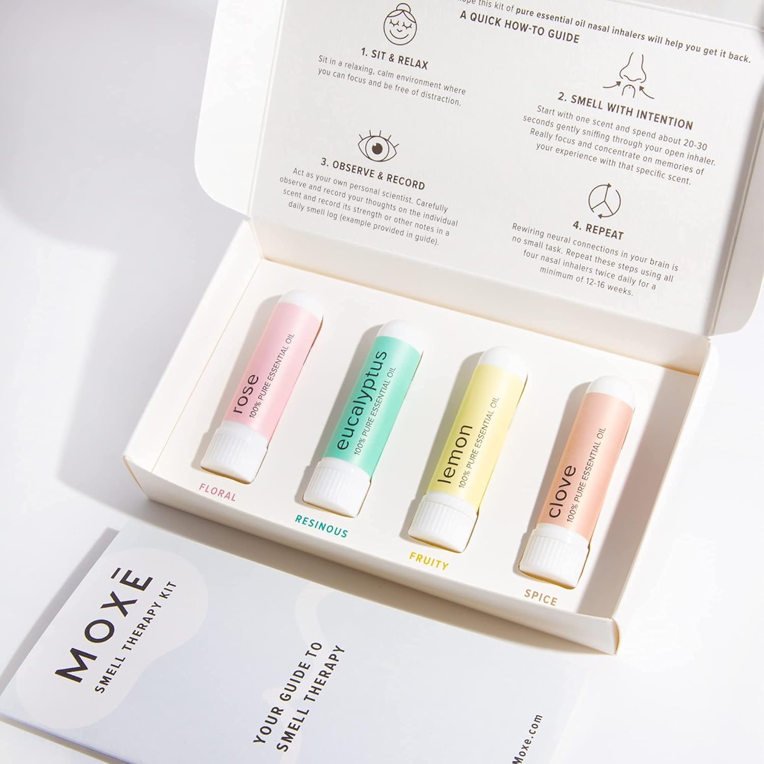 Buy now MOXÄ’ Smell Training Kit, Made in USA, 4 Essential Oils, Olfactory Regeneration, Helps Restore Sense of Smell, Natural Therapy for Smell Loss (Phase 1) at indiglob india