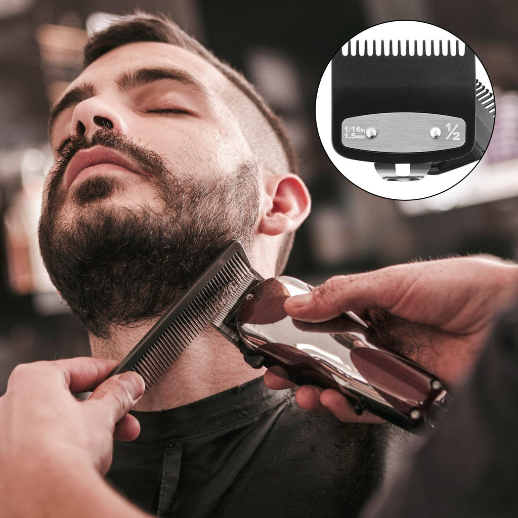 2 Pack Replacement for Wahl Clipper Guards Set Compatible with wahl 1/2 clipper guards,Metal Guide Comb Attachment 1/16" (1.5 mm), for Barbers and Stylists,Black ﻿