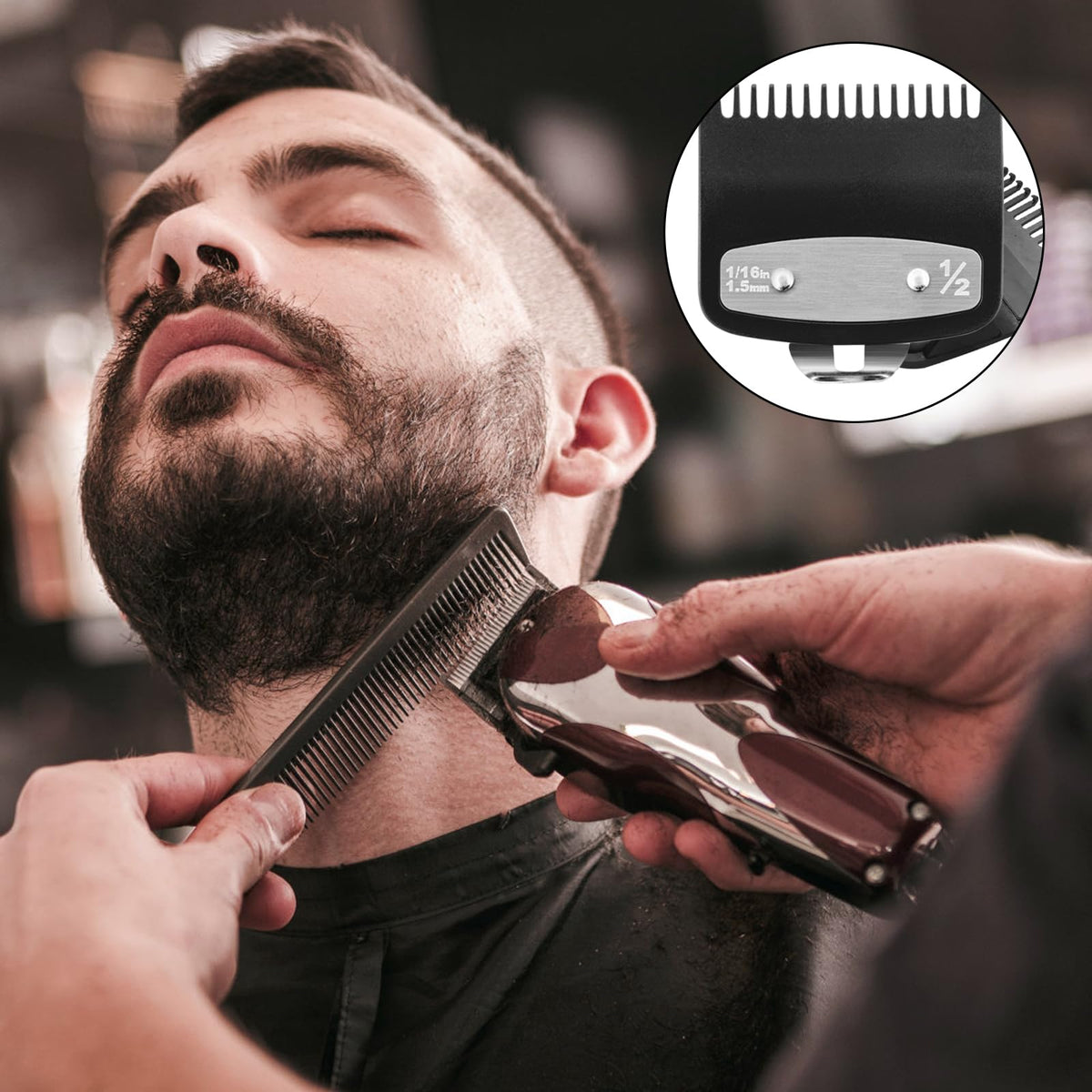 2 Pack Replacement for Wahl Clipper Guards Set Compatible with wahl 1/2 clipper guards,Metal Guide Comb Attachment 1/16" (1.5 mm), for Barbers and Stylists,Black ﻿