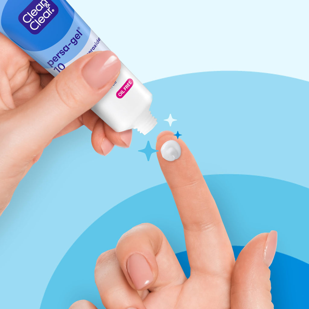 Clean & Clear Persa-Gel 10 Acne Spot Treatment, 1 fl. oz | Topical Pimple Cream, Oil-Free, Maximum Strength 10% Benzoyl Peroxide, Visibly Reduces Acne in One Day, Fragrance-Free